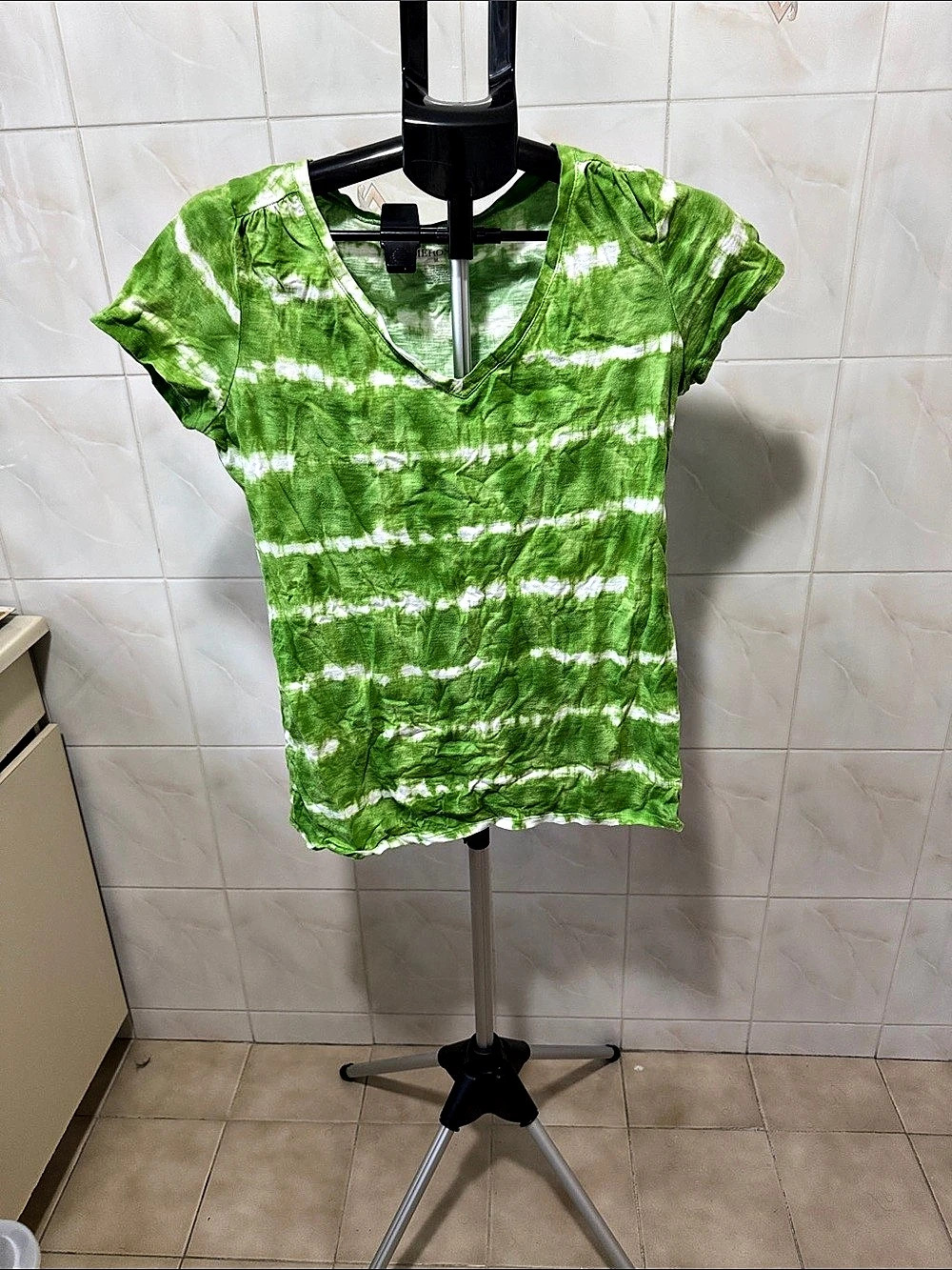 Merona Tie-Dye Short Sleeve Top in Green & White Size Medium